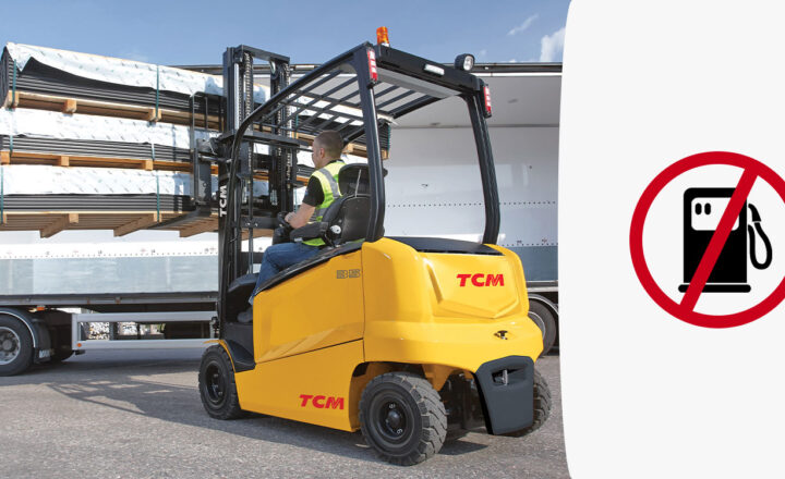 An Image of a TCM Forklift Alongside an Icon Representing the Red Diesel Restrictions