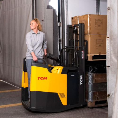 SRD Ride-on Double Stacker Woman operating SRD